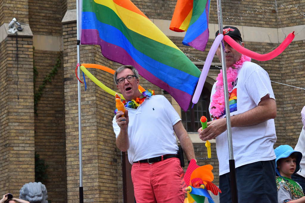 Ottawa mayor Jim Watson behind the water pistol