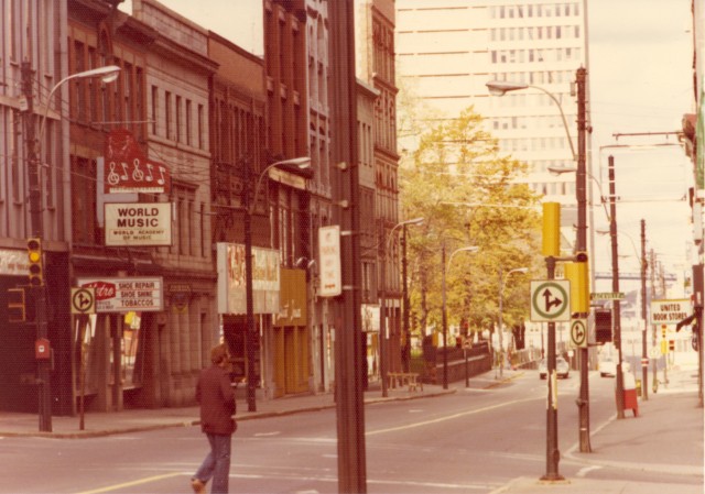 Barrington street, Halifax, Nova Scotia. Pentax K2, 1976.