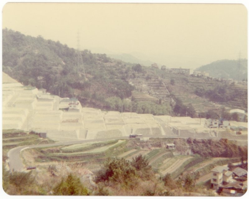 Mudslide control, Hiroshima Prefecture near Kure, Japan, 1975.