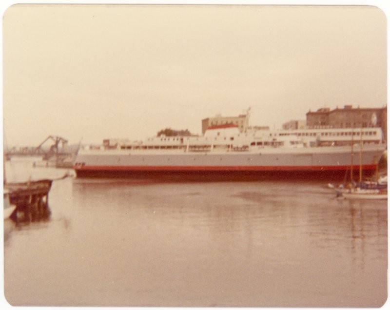 MV Coho ferry to Port Angeles USA, Inner Harbour, Victoria BC, 1975.
